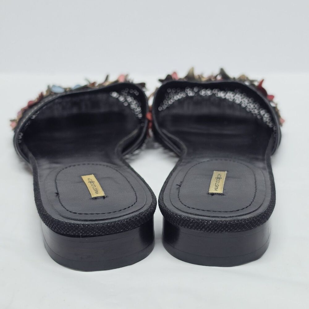 Vintage 90s Y2K Max Studio Black Mules Leather Butterflies Accent Women's 7.5 - Picture 4 of 10